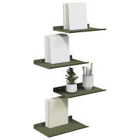 Produktbild för Flytande hylla 4 pcs Olivgrön 30 x 18 x 2,5 cm Stål