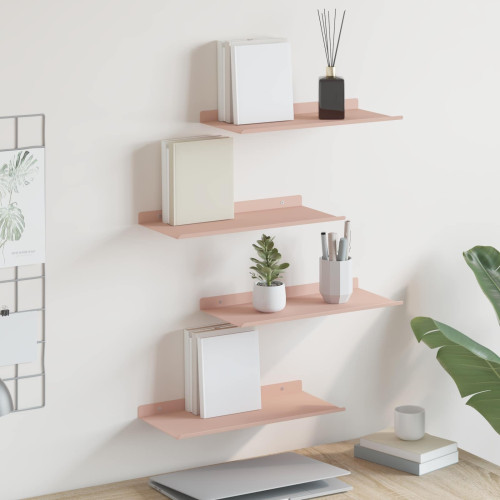 vidaXL Flytande hylla Väggmonterad 4 pcs Rosa 40 x 18 x 2,5 cm Stål