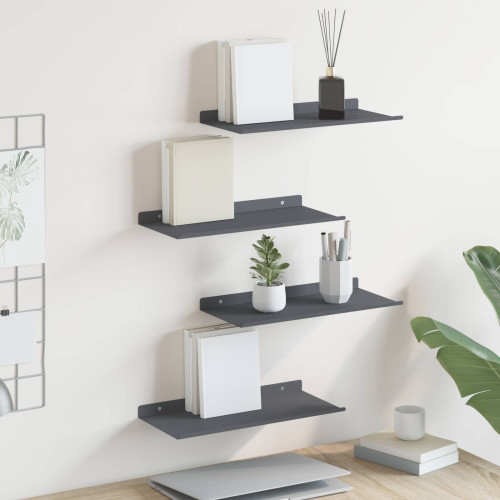 vidaXL Flytande hylla 4 pcs Antracit 40 x 18 x 2,5 cm Stål