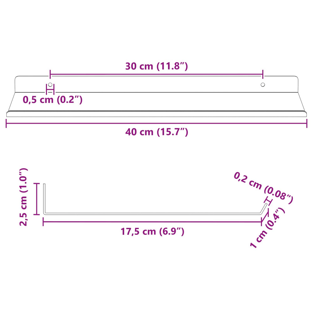 Produktbild för Flytande hylla 4 pcs Antracit 40 x 18 x 2,5 cm Stål