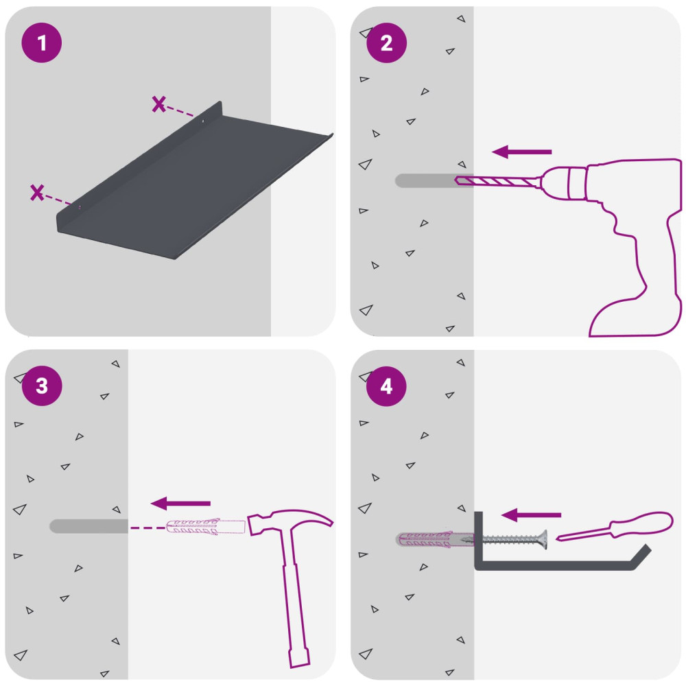 Produktbild för Flytande hylla 4 pcs Antracit 40 x 18 x 2,5 cm Stål