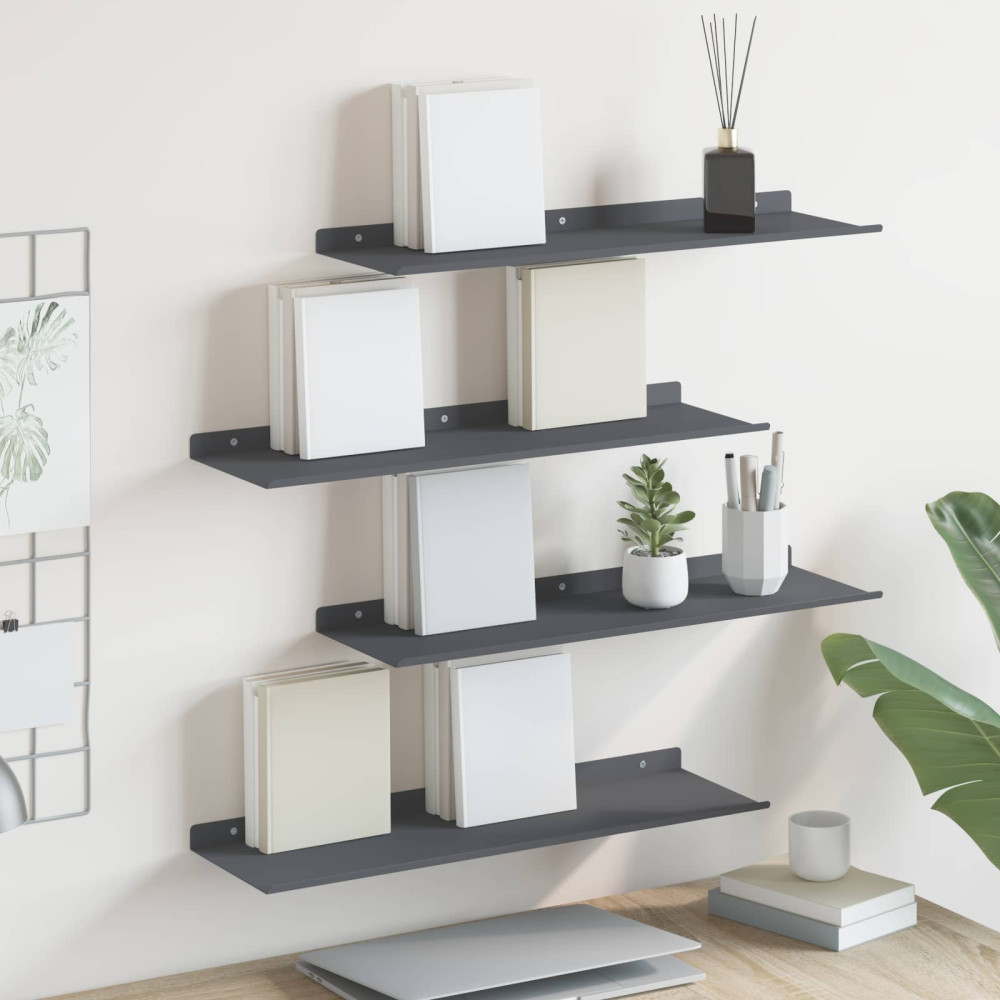 Produktbild för Flytande hylla 4 pcs Antracit 60 x 18 x 2,5 cm Stål