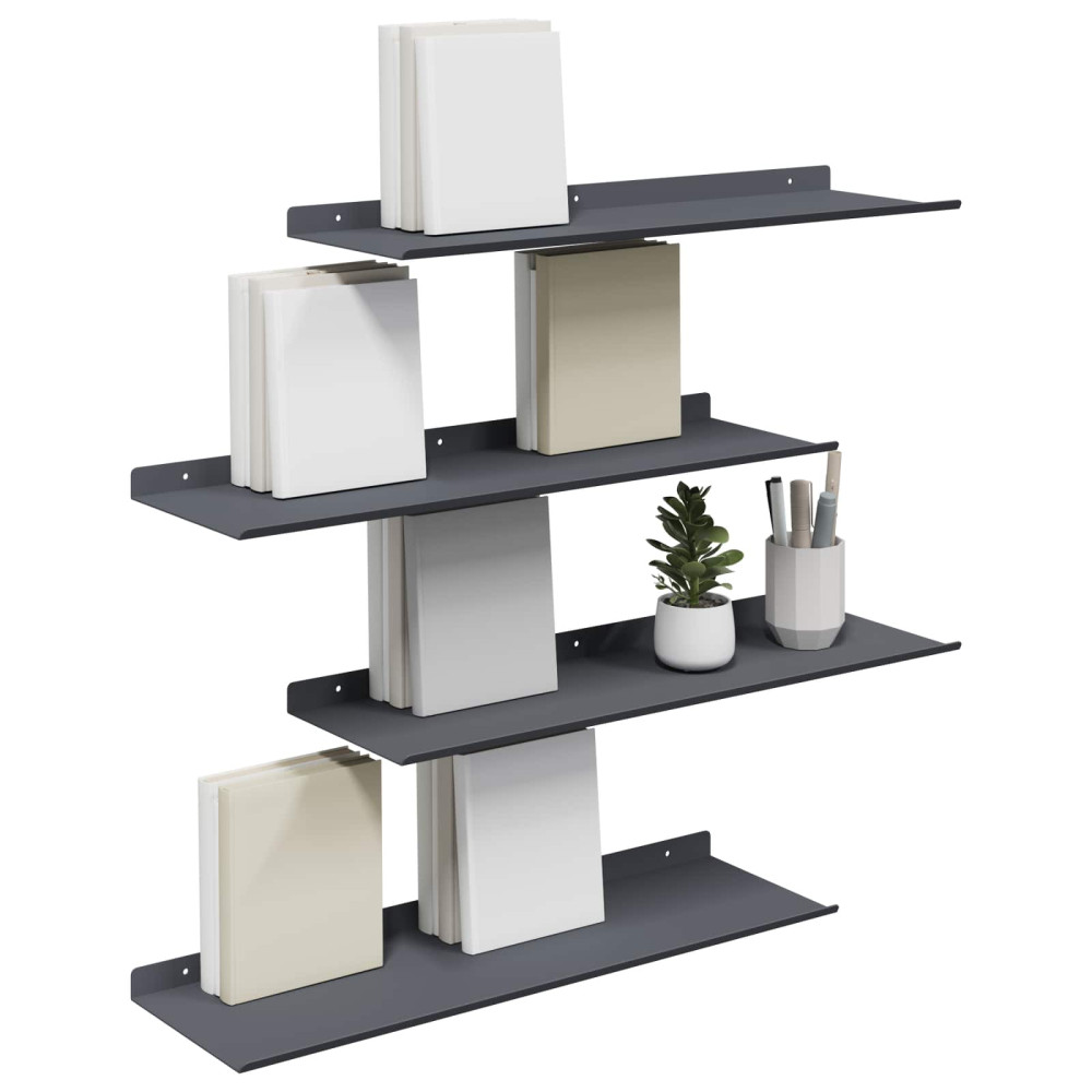 Produktbild för Flytande hylla 4 pcs Antracit 60 x 18 x 2,5 cm Stål