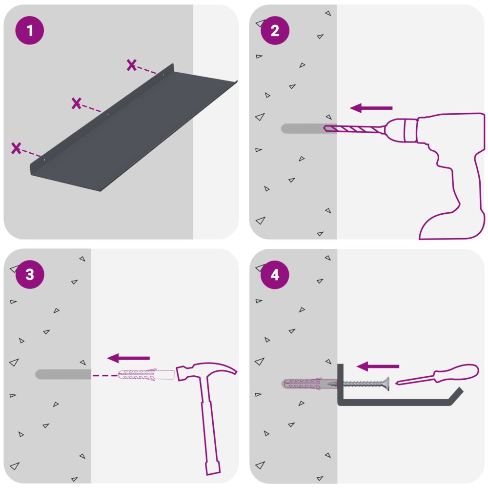 Produktbild för Flytande hylla 4 pcs Antracit 60 x 18 x 2,5 cm Stål