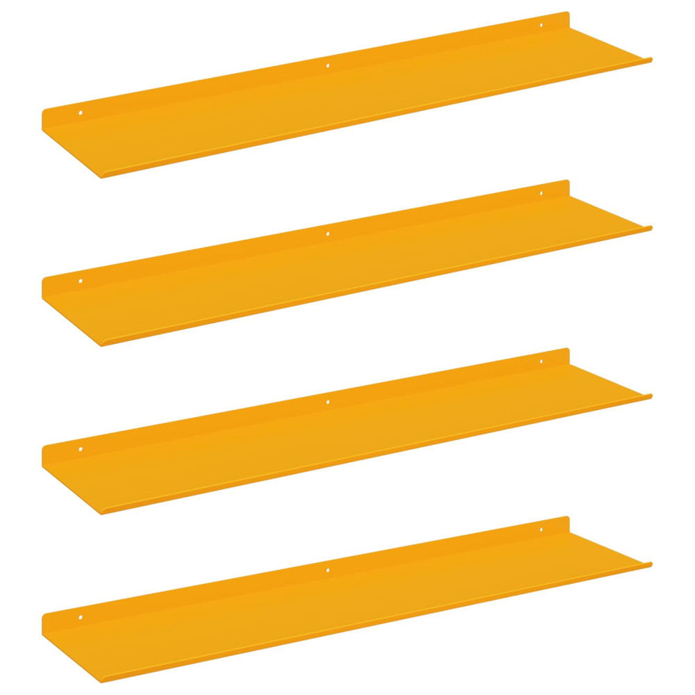 Produktbild för Flytande hylla 4 pcs Senapsgul 80 x 18 x 2,5 cm Stål