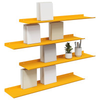 Produktbild för Flytande hylla 4 pcs Senapsgul 80 x 18 x 2,5 cm Stål