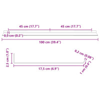 Produktbild för Flytande hylla Väggmonterad 4 pcs Rosa 100 x 18 x 2,5 cm Stål
