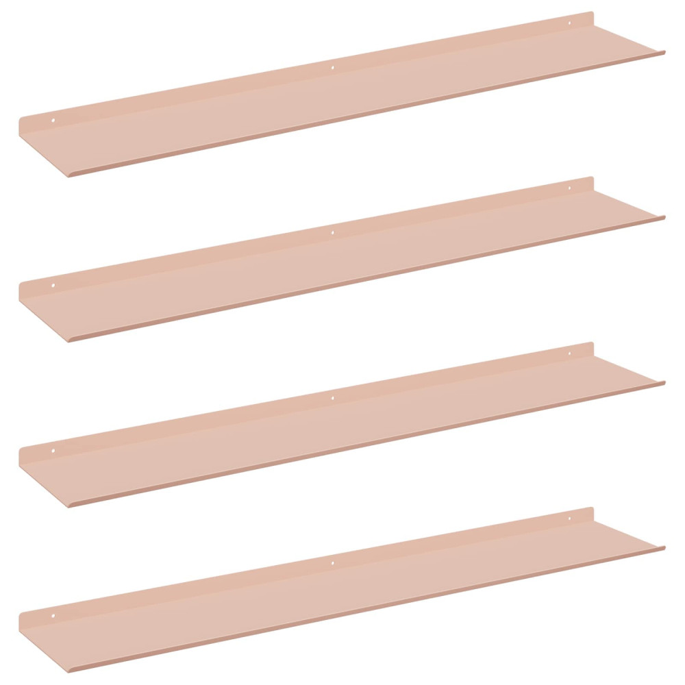 Produktbild för Flytande hylla Väggmonterad 4 pcs Rosa 100 x 18 x 2,5 cm Stål