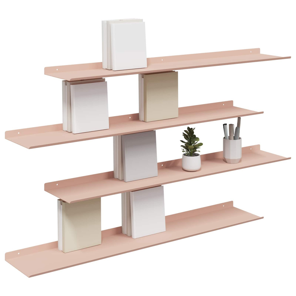 Produktbild för Flytande hylla Väggmonterad 4 pcs Rosa 100 x 18 x 2,5 cm Stål