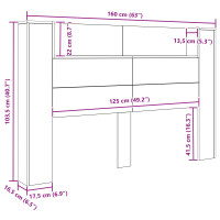 Produktbild för Huvudgavelsskåp med LED Artisan Ek 160 x 16,5 x 103,5 cm