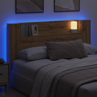 Produktbild för Huvudgavelsskåp med LED Artisan Ek 160 x 16,5 x 103,5 cm