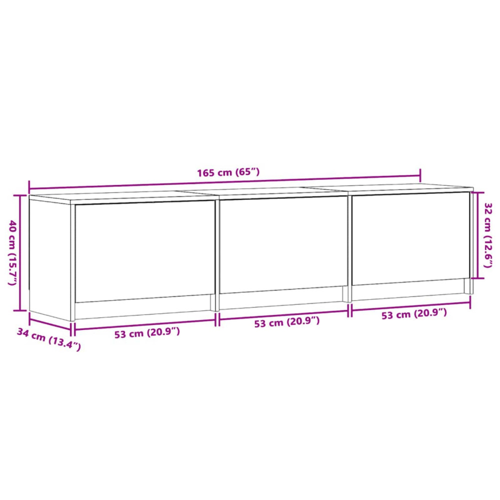 Produktbild för TV-skåp med led Betong 165 x 34 x 40 cm Konstruerat trä