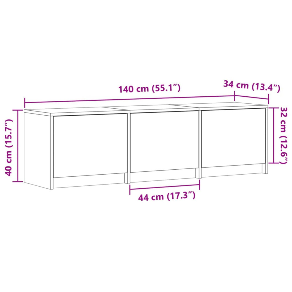 Produktbild för TV-skåp med led Betong 140 x 34 x 40 cm Konstruerat trä