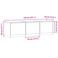 Produktbild för TV-skåp med led Betong 140 x 34 x 40 cm Konstruerat trä