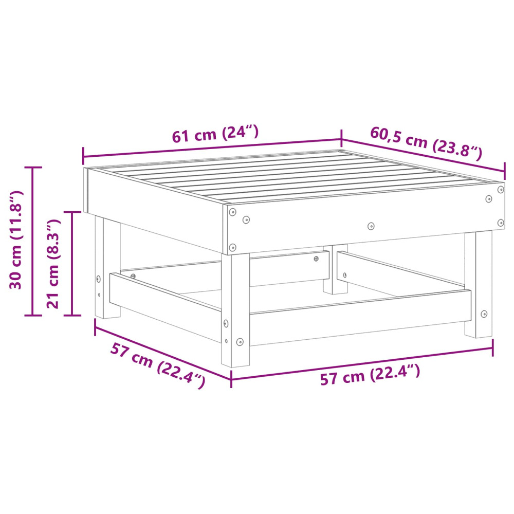 Produktbild för Trädgårdsfotpall Massivt furu VaxBrun 61 x 60,5 x 30 cm