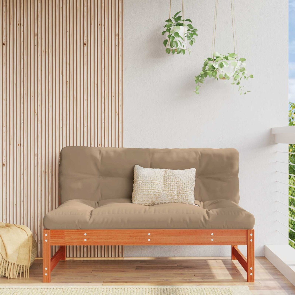 Produktbild för Trädgård Mittensoffa Massivt furu VaxBrun 120 x 84 x 70 cm