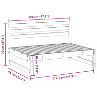 Produktbild för Trädgård Mittensoffa Massivt furu VaxBrun 120 x 84 x 70 cm