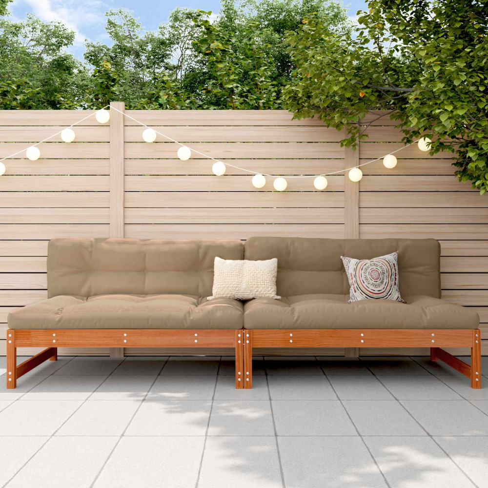 Produktbild för Trädgård Mittensoffa Massivt furu VaxBrun 240 x 84 x 70 cm