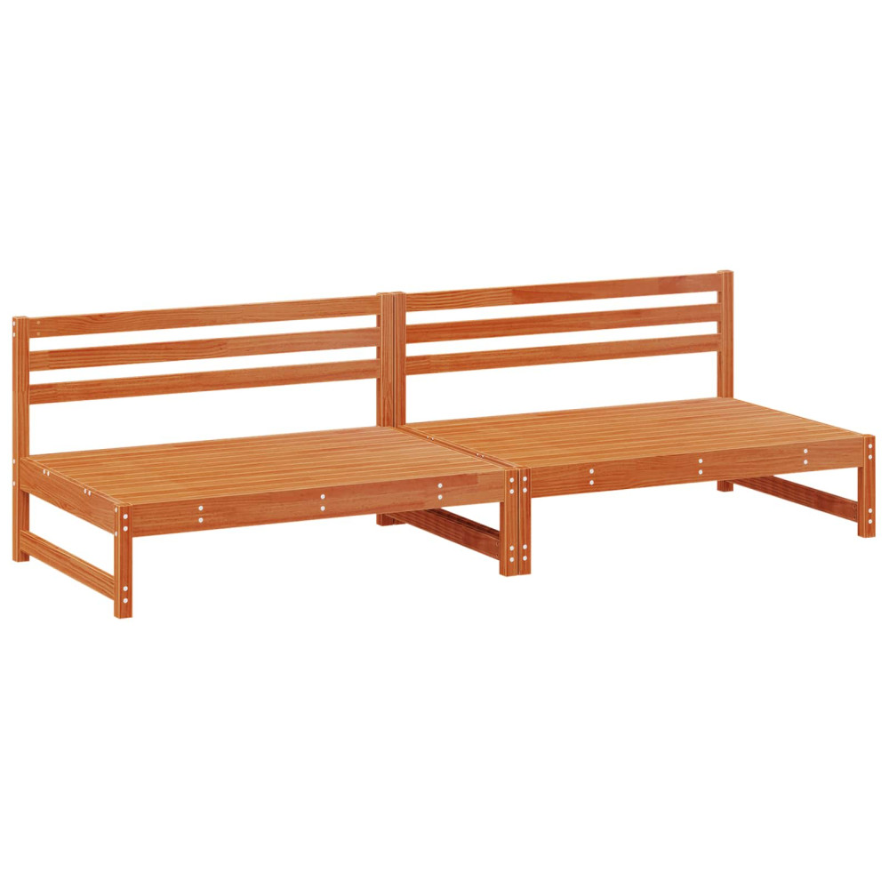 Produktbild för Trädgård Mittensoffa Massivt furu VaxBrun 240 x 84 x 70 cm