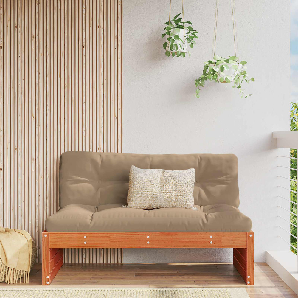 Produktbild för Trädgård Mittensoffa Massiv furu VaxBrun 120 x 95 x 69 cm