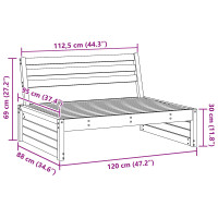 Produktbild för Trädgård Mittensoffa Massiv furu VaxBrun 120 x 95 x 69 cm