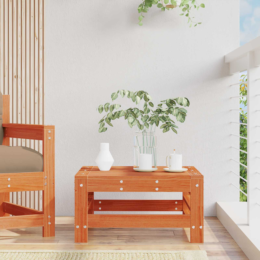 Produktbild för Trädgårdsfotpall Massivt furu Vaxbrun Furu 57,5 x 57,5 x 30 cm