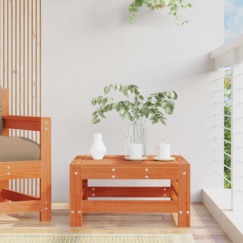 vidaXL Trädgårdsfotpall Massivt furu Vaxbrun Furu 57,5 x 57,5 x 30 cm