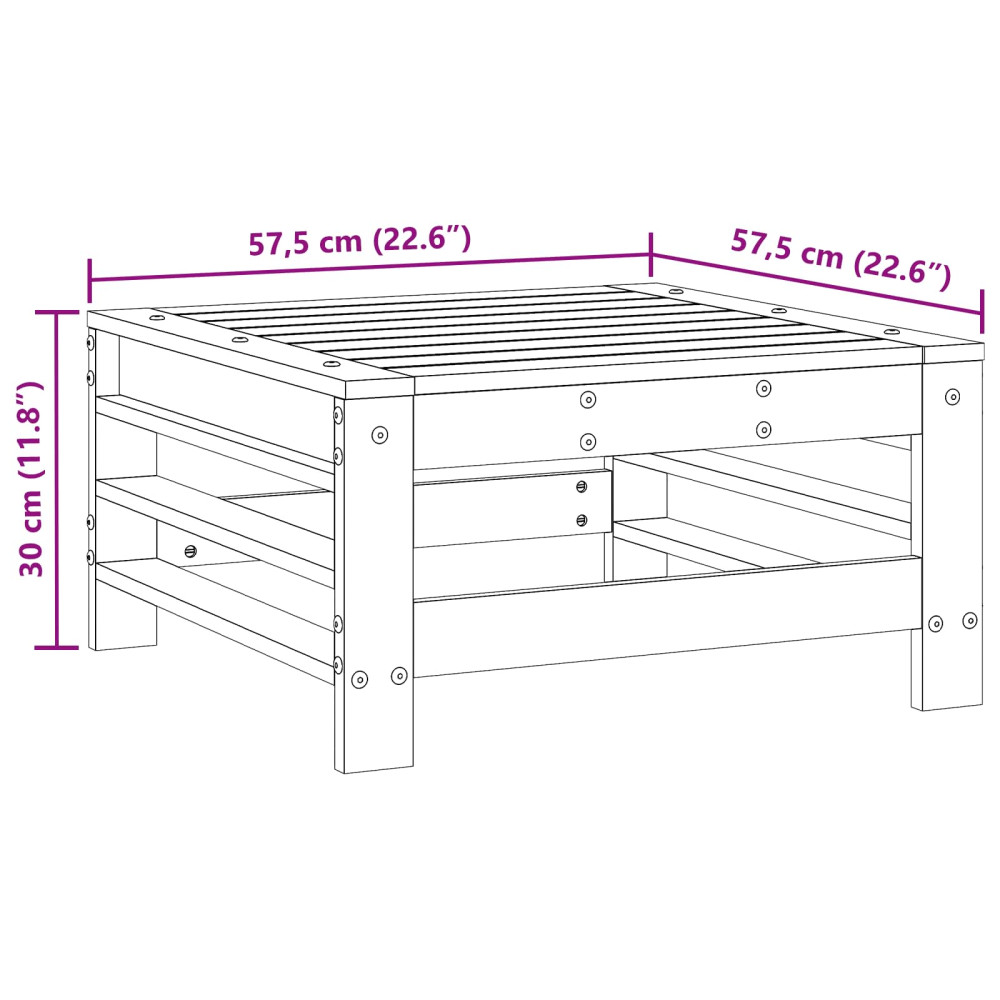 Produktbild för Trädgårdsfotpall Massivt furu Vaxbrun Furu 57,5 x 57,5 x 30 cm