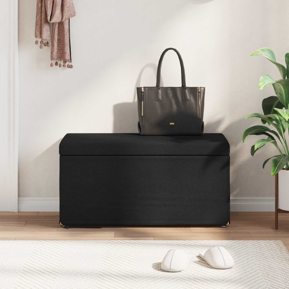 Produktbild för Pall Svart 81 x 41 x 40 cm Tyg och Konstruerat Trä