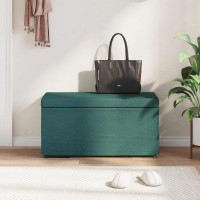 Produktbild för Pall Mörkgrön 81 x 41 x 40 cm Tyg och Konstruerat Trä