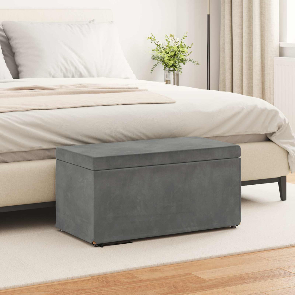 Produktbild för Pall Mörkgrå 81 x 41 x 40 cm Sammet och konstruerat trä