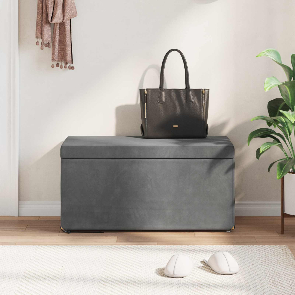 Produktbild för Pall Mörkgrå 81 x 41 x 40 cm Sammet och konstruerat trä