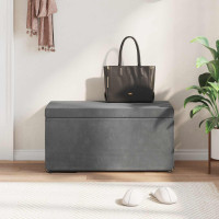 Produktbild för Pall Mörkgrå 81 x 41 x 40 cm Sammet och konstruerat trä