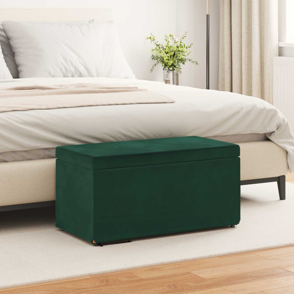 Produktbild för Pall Mörkgrön 81 x 41 x 40 cm Sammet och konstruerat trä