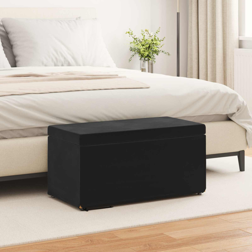 Produktbild för Pall Svart 81 x 41 x 40 cm Sammet och konstruerat trä