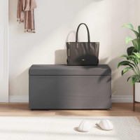 Produktbild för Pall Grå 81 x 41 x 40 cm Konstläder och konstruerat trä