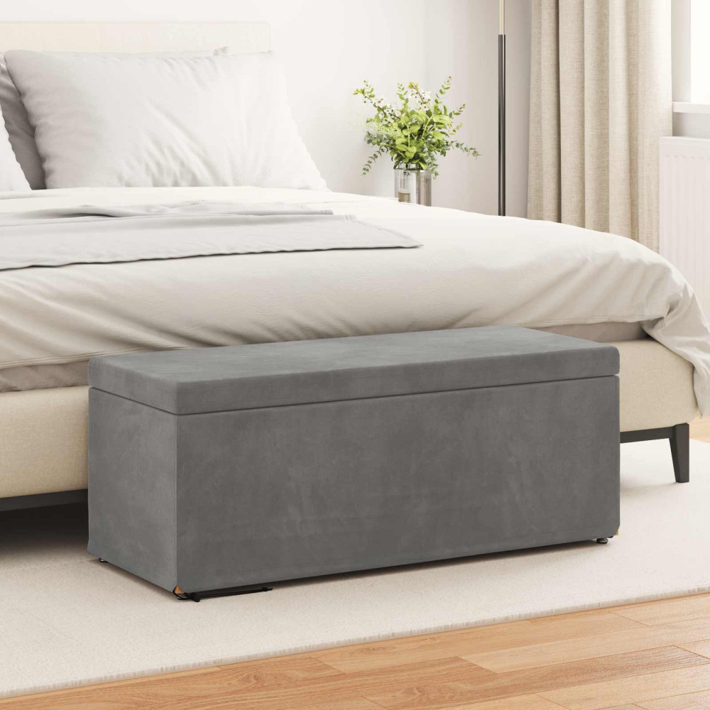Produktbild för Pall Mörkgrå 101 x 41 x 40 cm Sammet och konstruerat trä