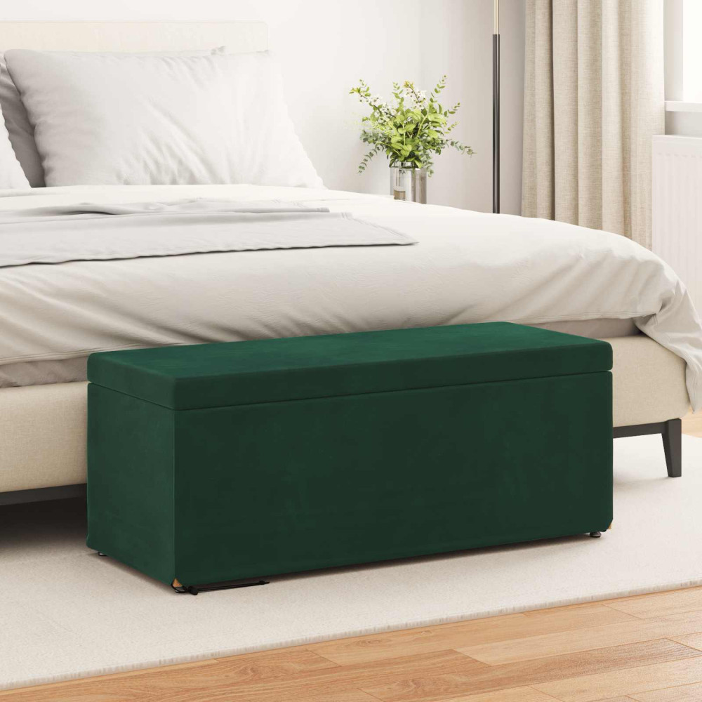 Produktbild för Pall Mörkgrön 101 x 41 x 40 cm Sammet och konstruerat trä