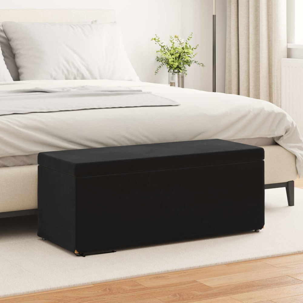Produktbild för Pall Svart 101 x 41 x 40 cm Sammet och konstruerat trä