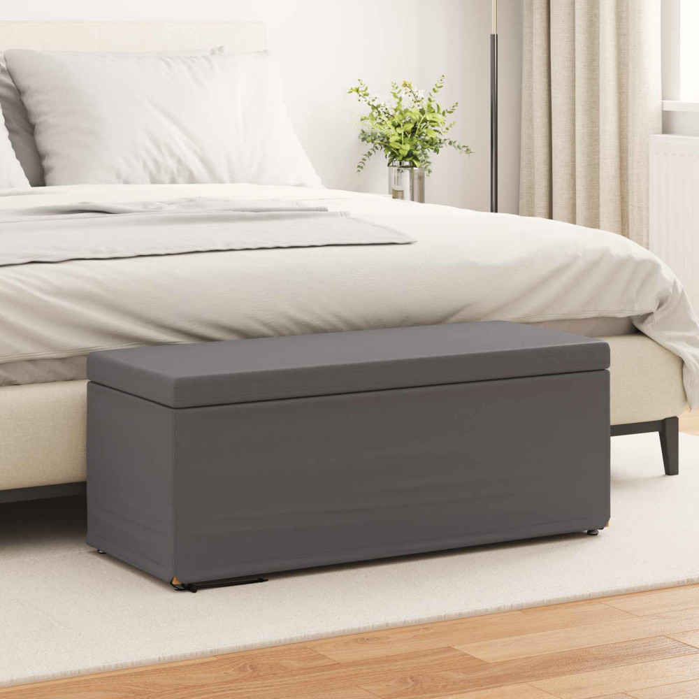 Produktbild för Pall Grå 101 x 41 x 40 cm Konstläder och konstruerat trä