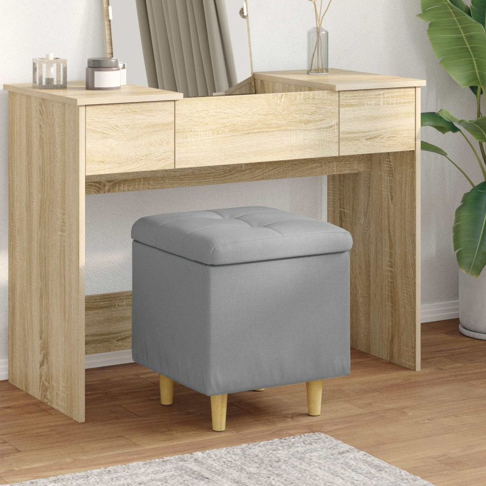 Produktbild för Ottoman med förvaring med kudde Ljusgrå 40 x 40 x 45 cm tyg