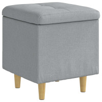 Produktbild för Ottoman med förvaring med kudde Ljusgrå 40 x 40 x 45 cm tyg