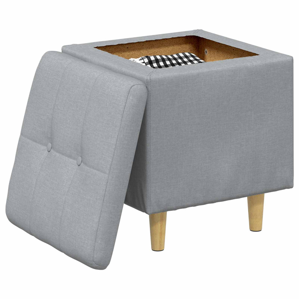 Produktbild för Ottoman med förvaring med kudde Ljusgrå 40 x 40 x 45 cm tyg