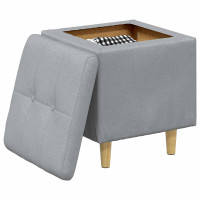 Produktbild för Ottoman med förvaring med kudde Ljusgrå 40 x 40 x 45 cm tyg