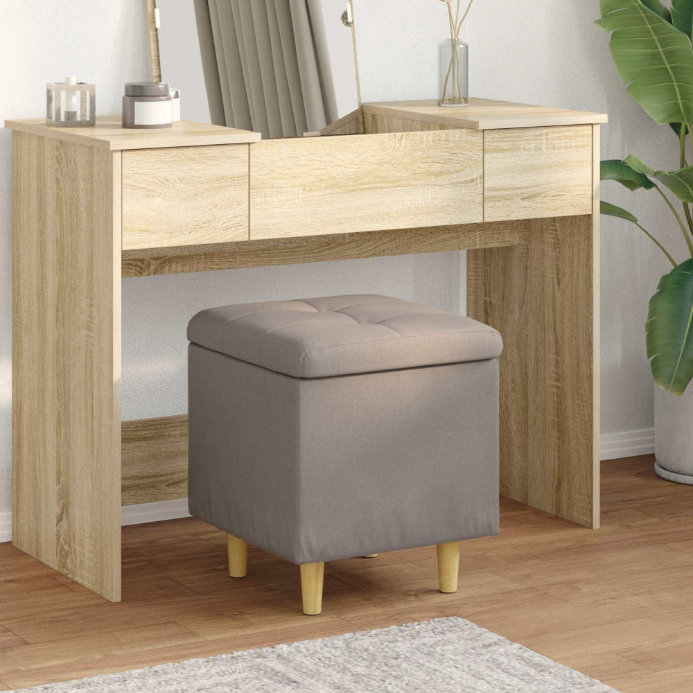 Produktbild för Förvaringspall med kudde Taupe 40 x 40 x 45 cm tyg