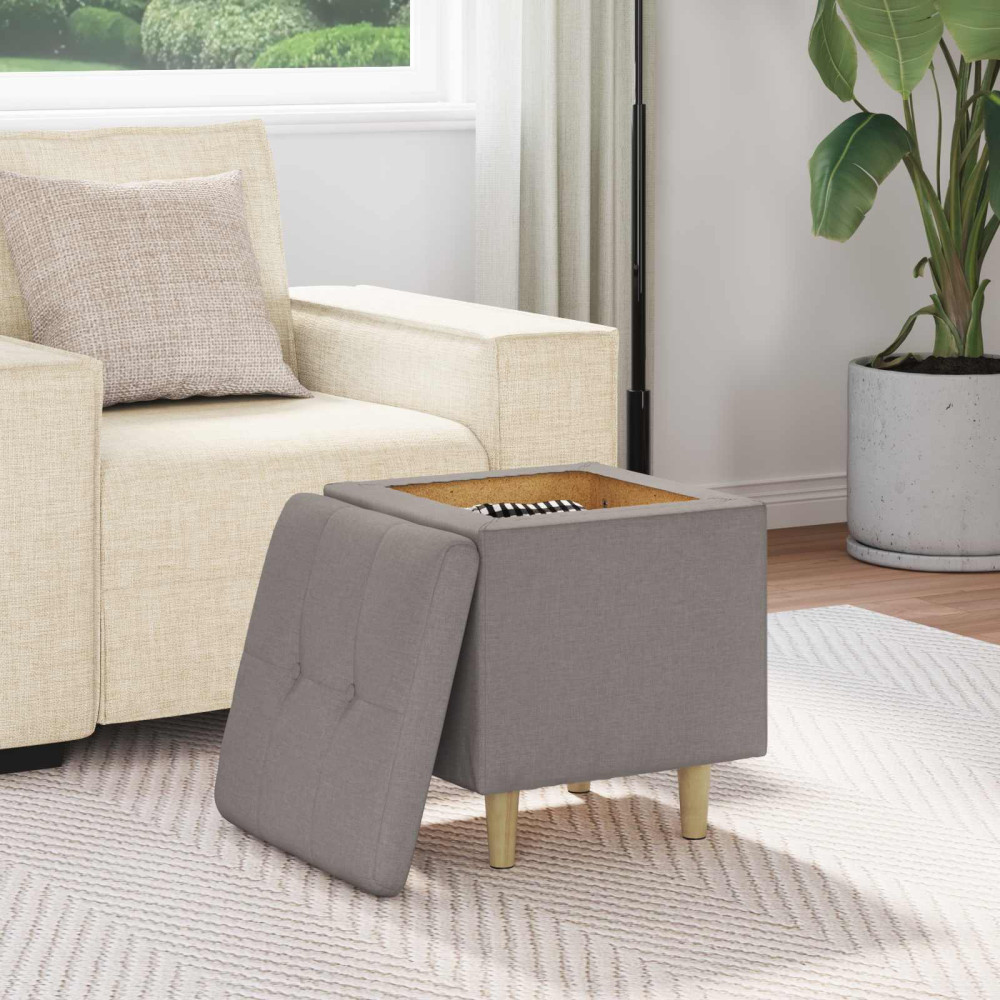 Produktbild för Förvaringspall med kudde Taupe 40 x 40 x 45 cm tyg