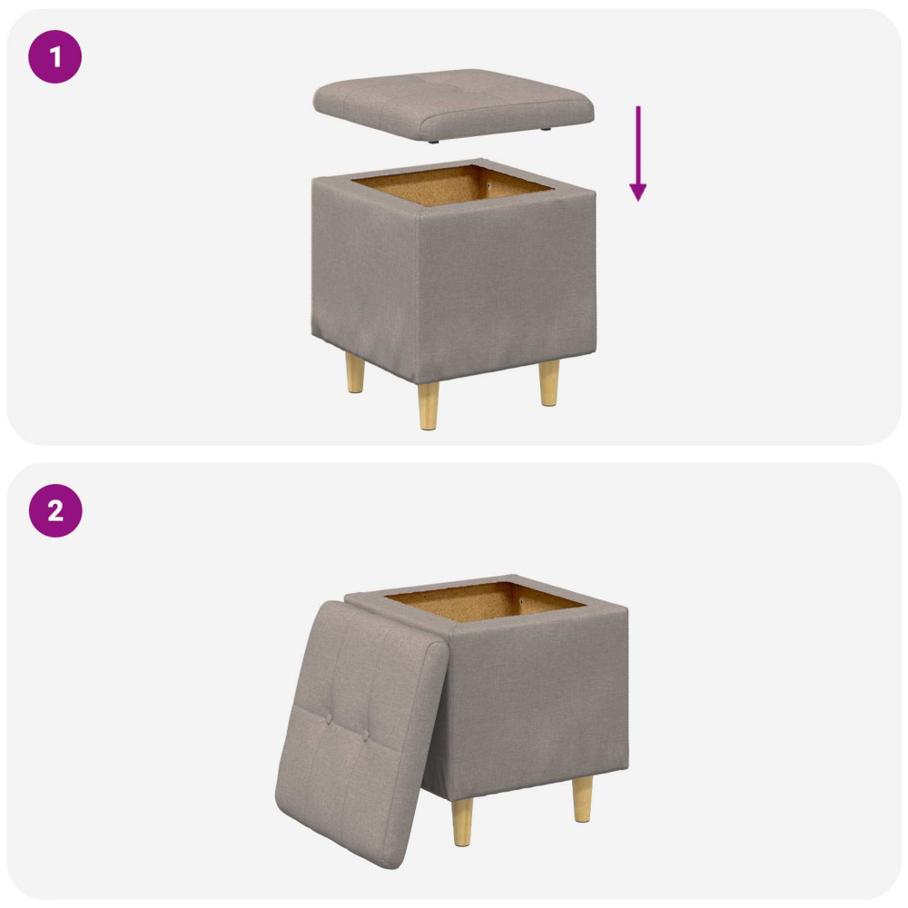 Produktbild för Förvaringspall med kudde Taupe 40 x 40 x 45 cm tyg