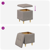 Produktbild för Förvaringspall med kudde Taupe 40 x 40 x 45 cm tyg