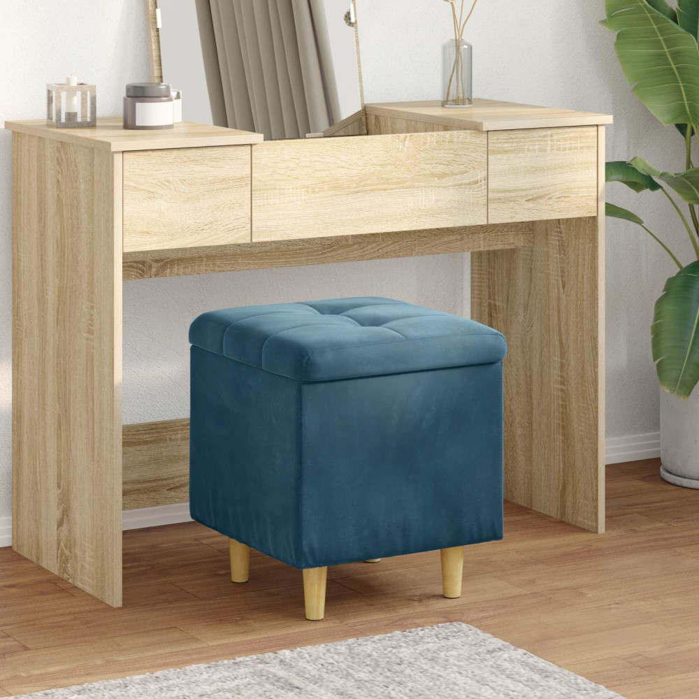 Produktbild för Förvaringspall med kudde Blå 40 x 40 x 45 cm Sammet
