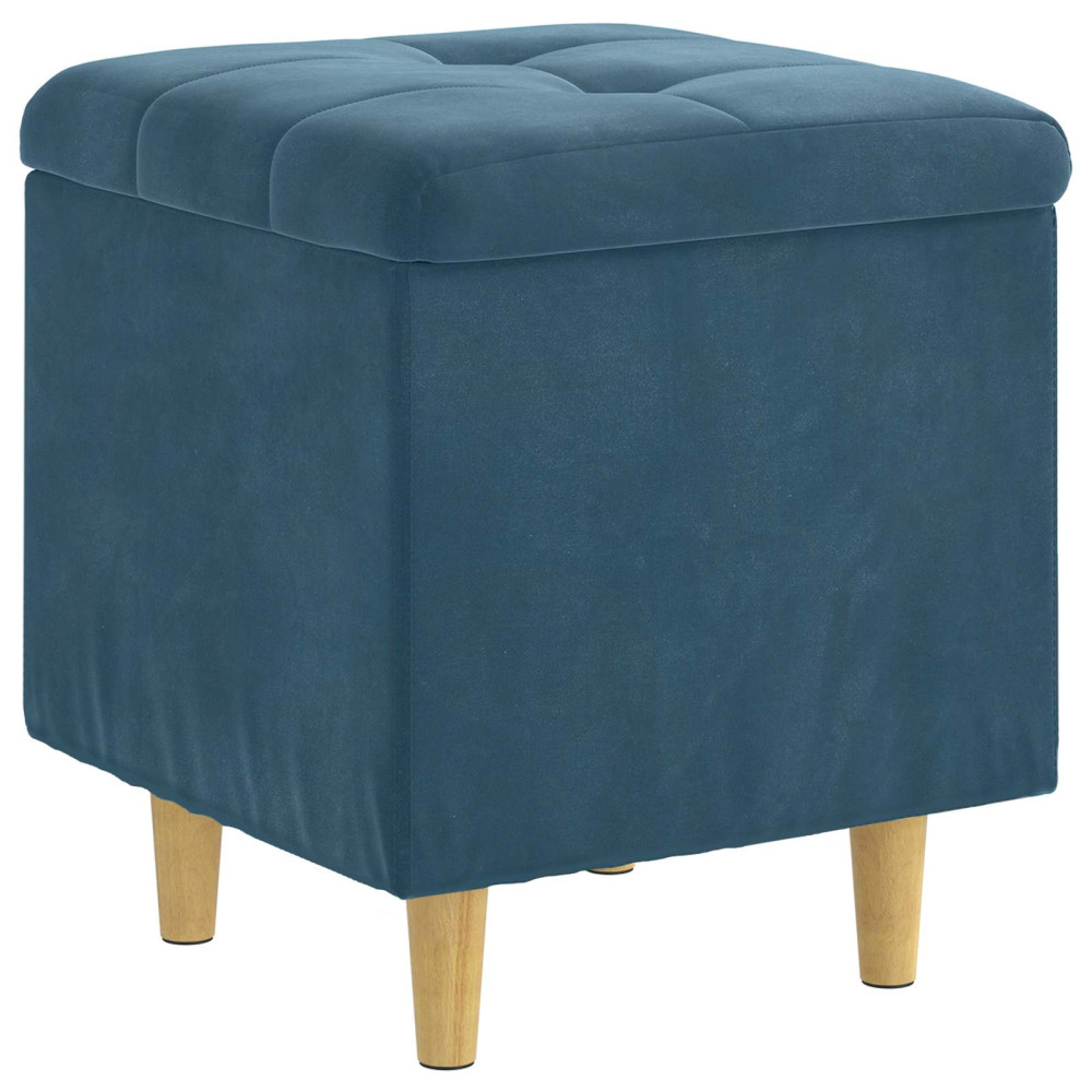 Produktbild för Förvaringspall med kudde Blå 40 x 40 x 45 cm Sammet